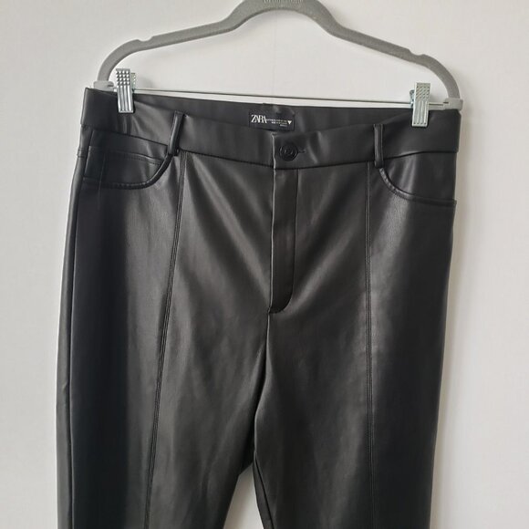 zara high rise faux leather  pants size XXL - Picture 3 of 6